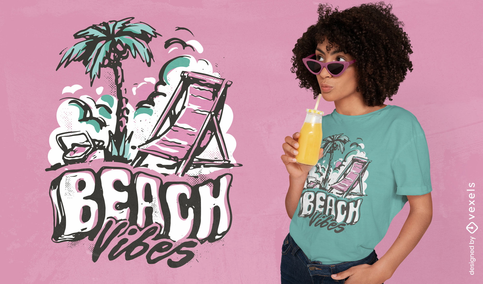Design de camiseta com citações de vibrações de praia