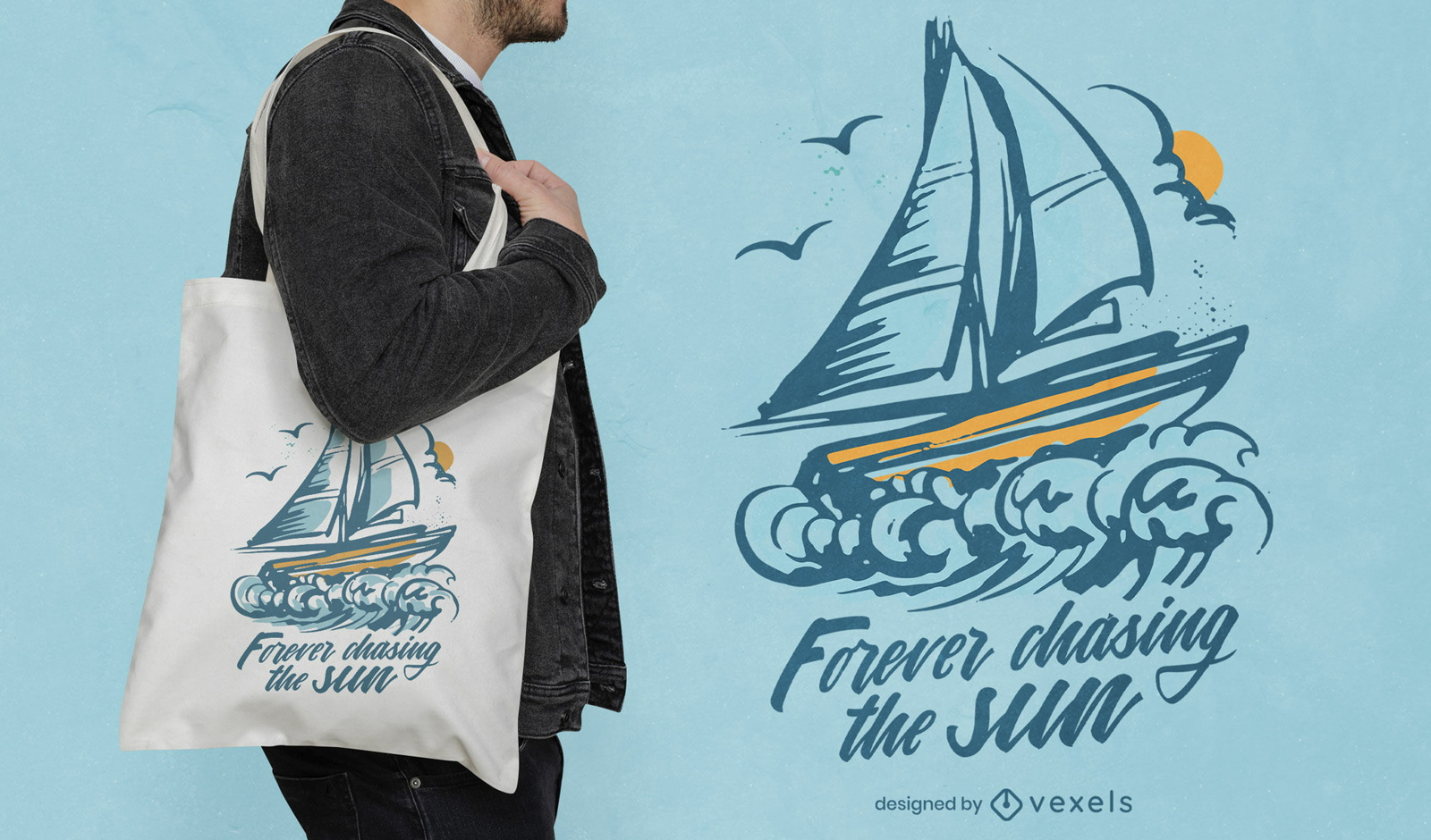 Diseño de bolso de mano con cita de barco de verano