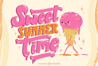 Ice cream melting summer lettering