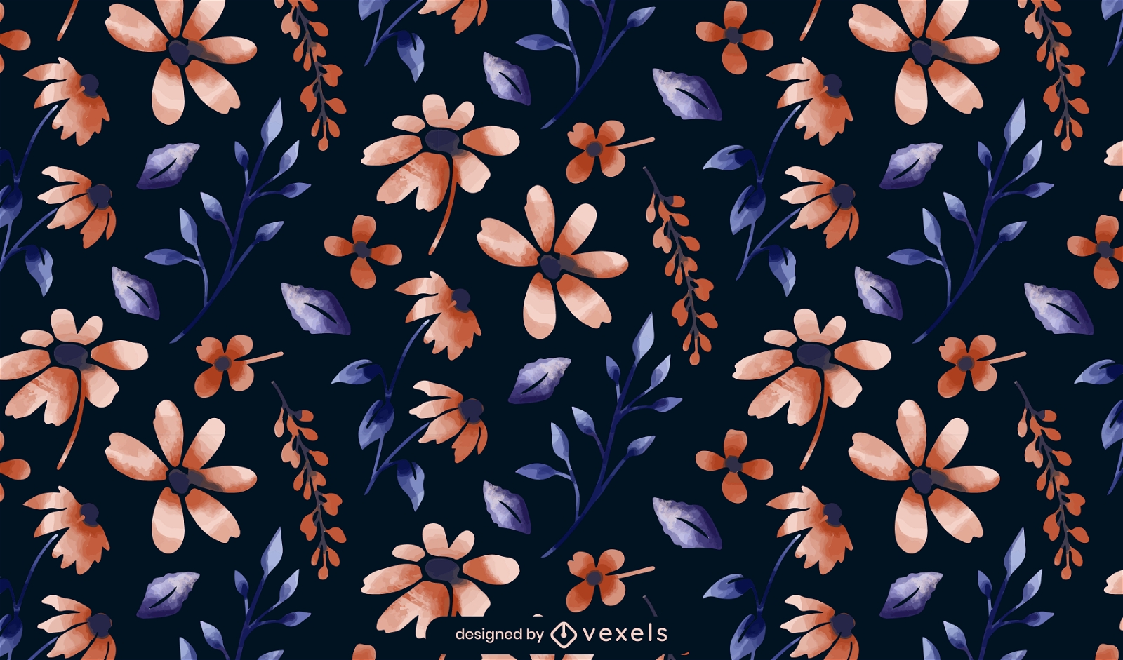 Watercolor floral leaves pattern design