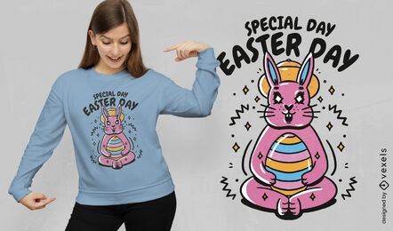 Diseño de camiseta de conejito de pascua con huevo