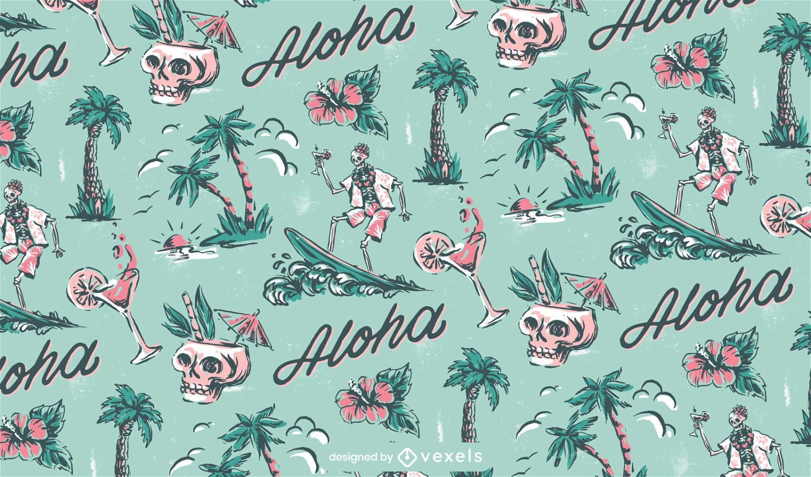 Aloha design de padrão de verão tropical