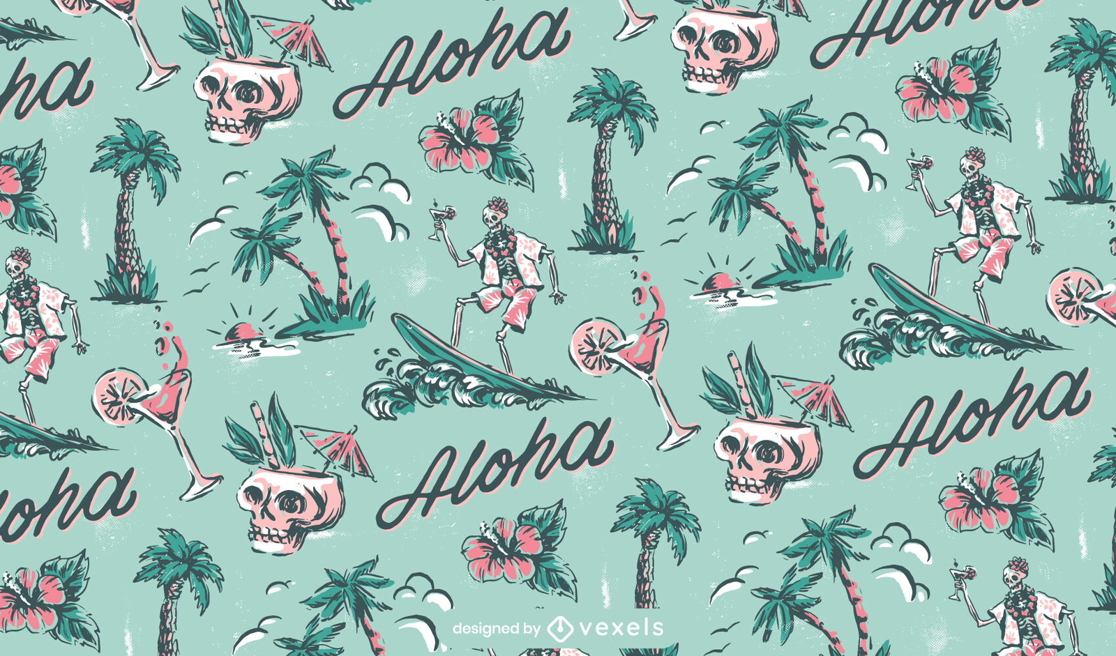 Aloha design de padrão de verão tropical