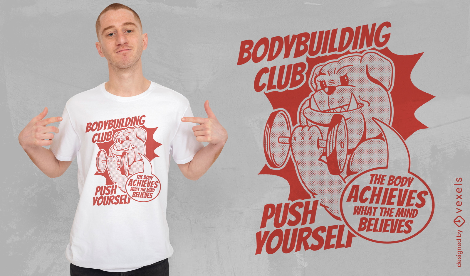 Design de camiseta de buldogue do clube de musculação