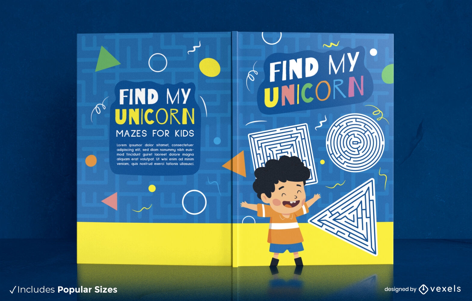 Happy child and mazes book cover design