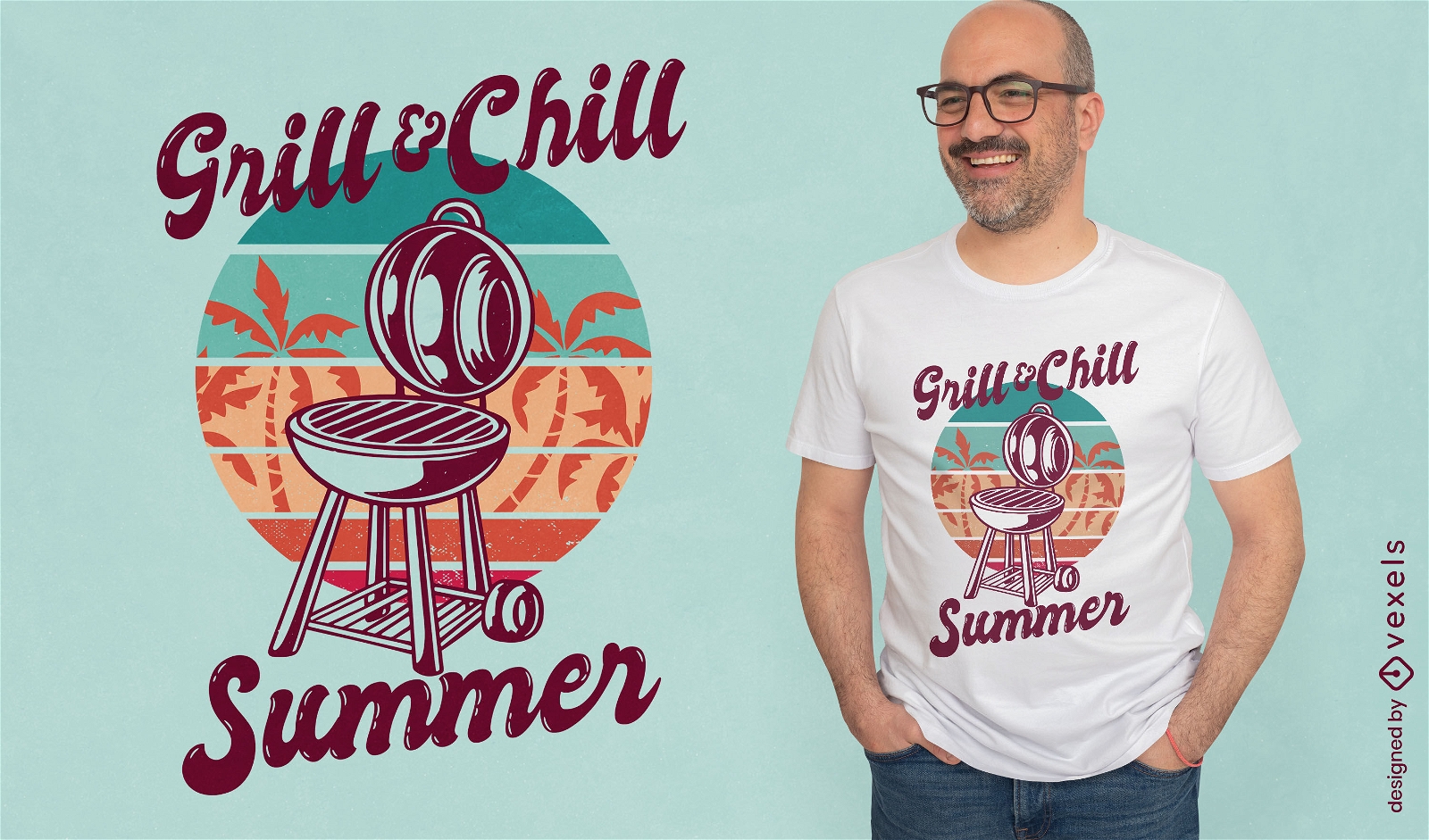Diseño de camiseta chill and grill.