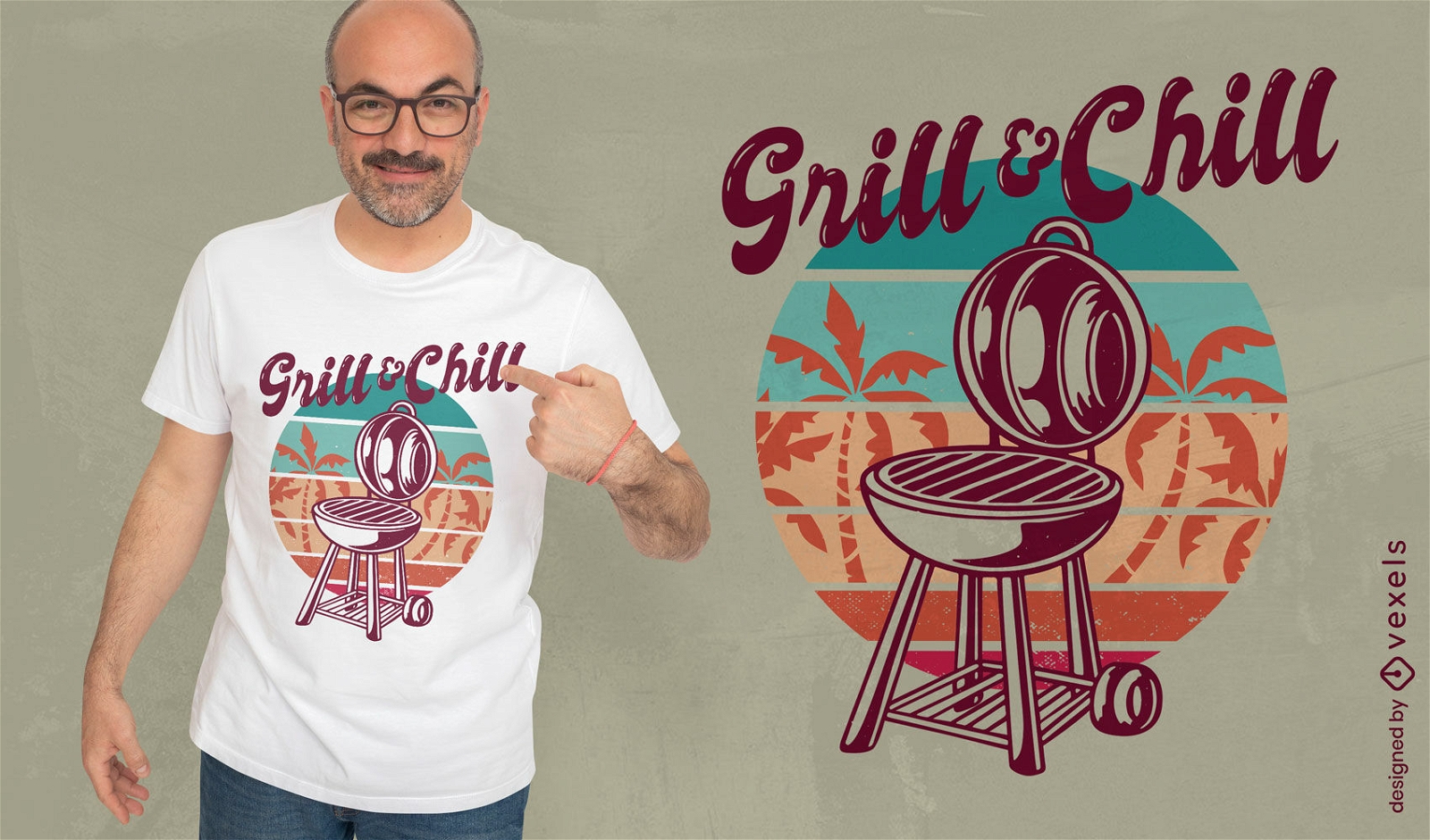 Dise?o de camiseta chill and grill.