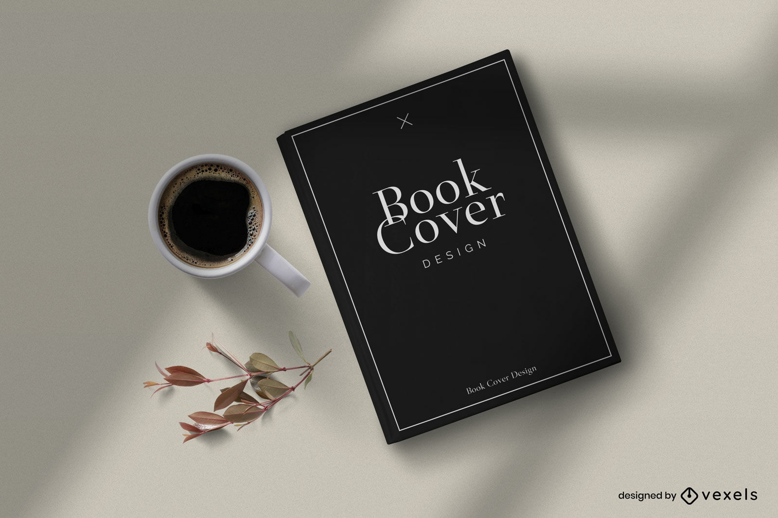 Kaffee- und Buchcover-Mockup