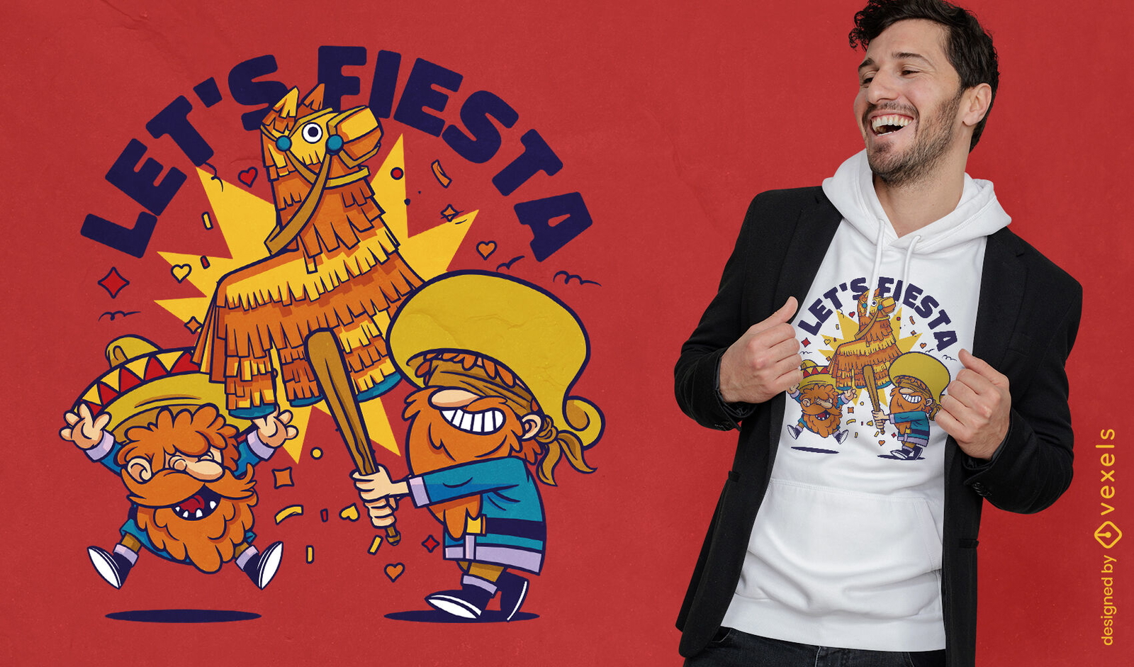 Fiesta mexicana con diseño de camiseta de piñata.