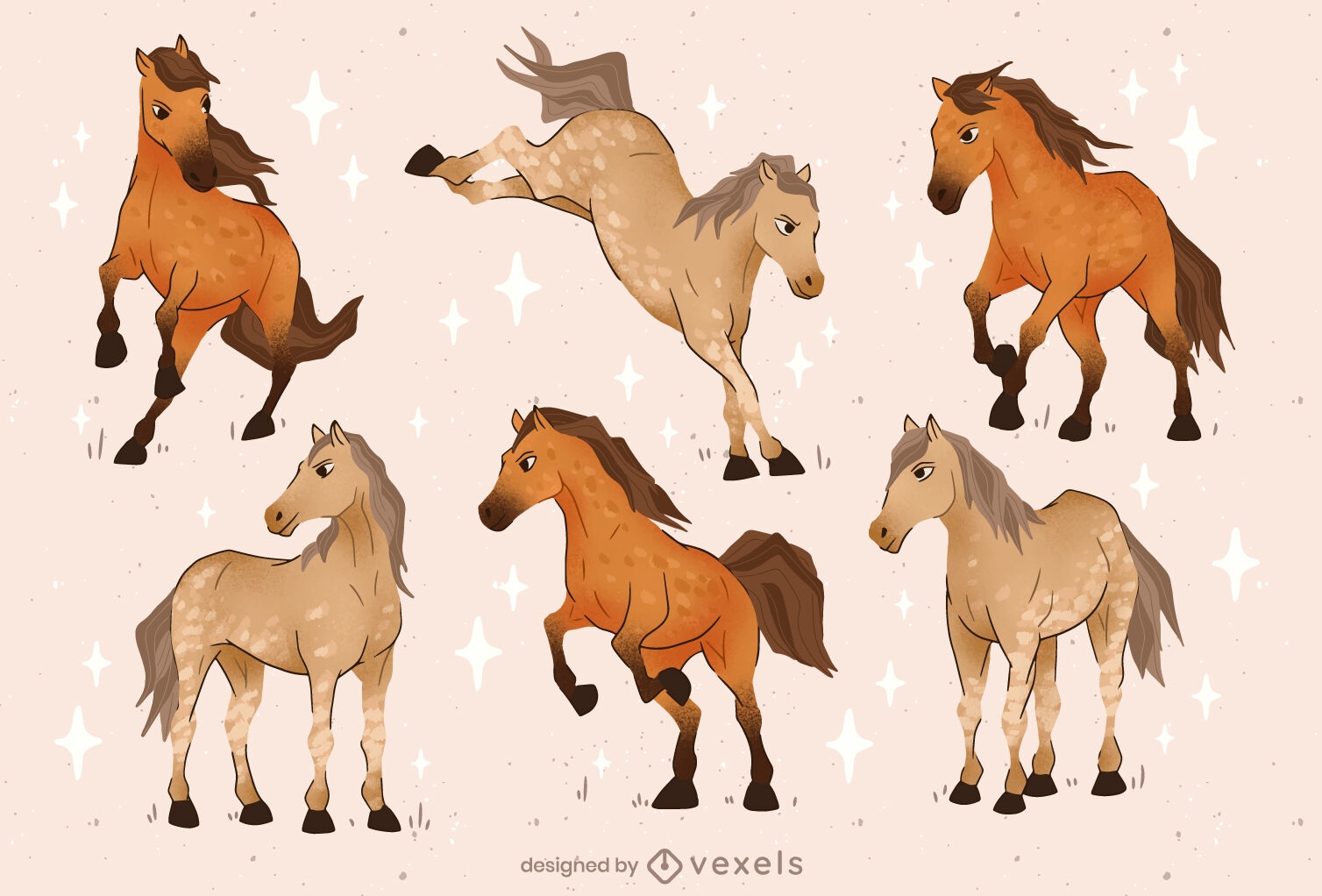 Diseño de escenografía de personajes de caballos