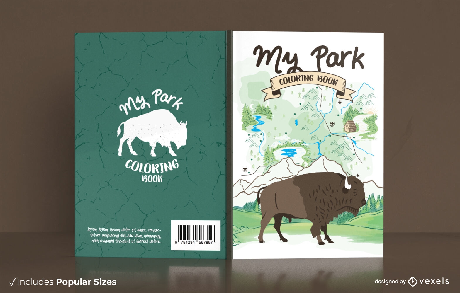 Diseño de portada de libro de animal yak en la naturaleza