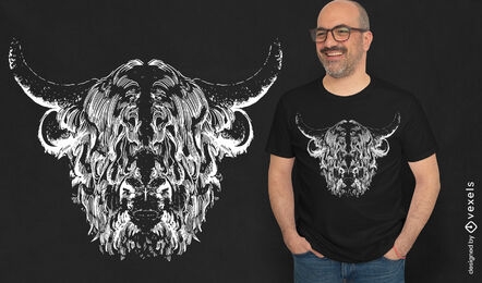 Highland cow animal realistic t-shirt design