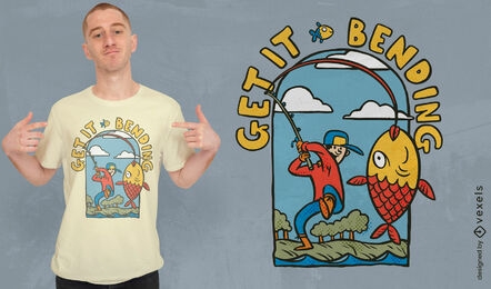 Man fishing cartoon t-shirt design