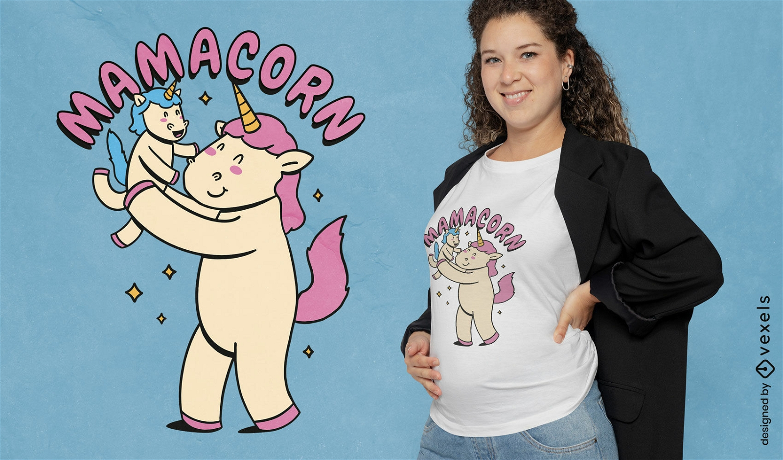 Unicorn mother and baby t-shirt design