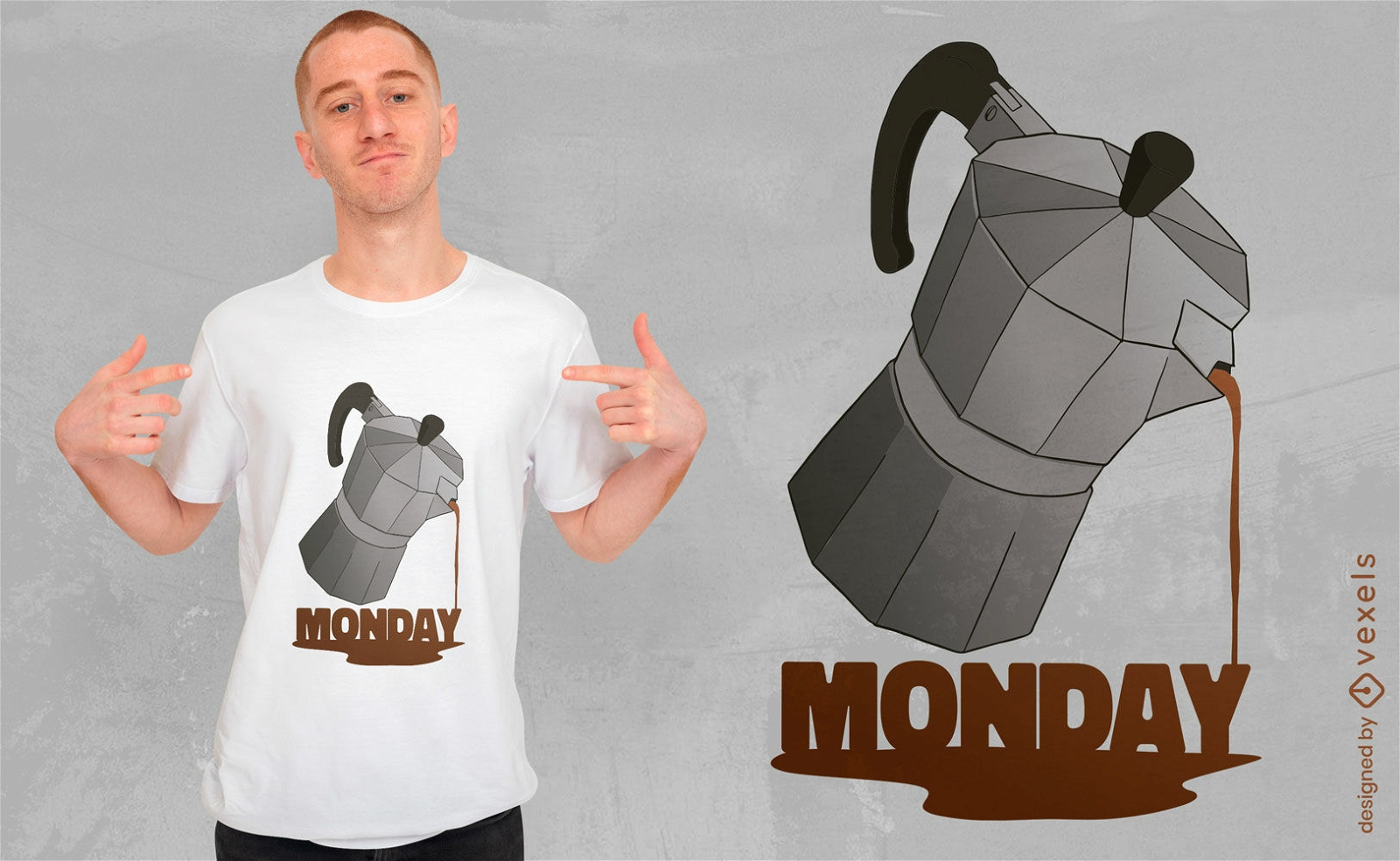 Diseño de camiseta café lunes moka pot