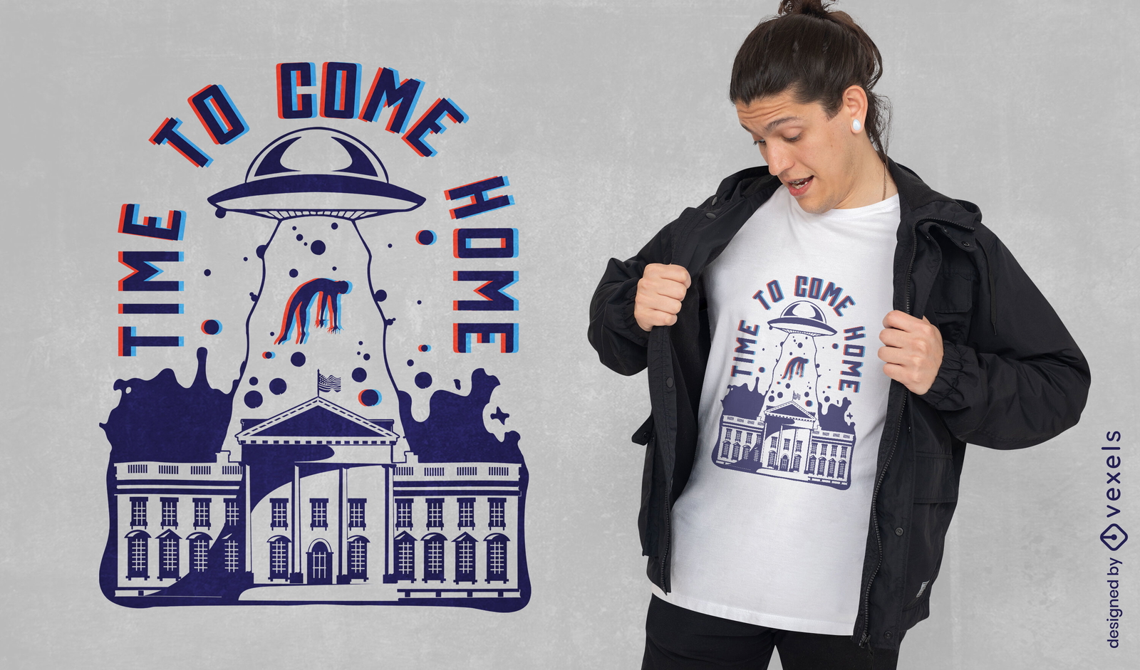 Abducción alienígena del diseño de camiseta de la casa blanca