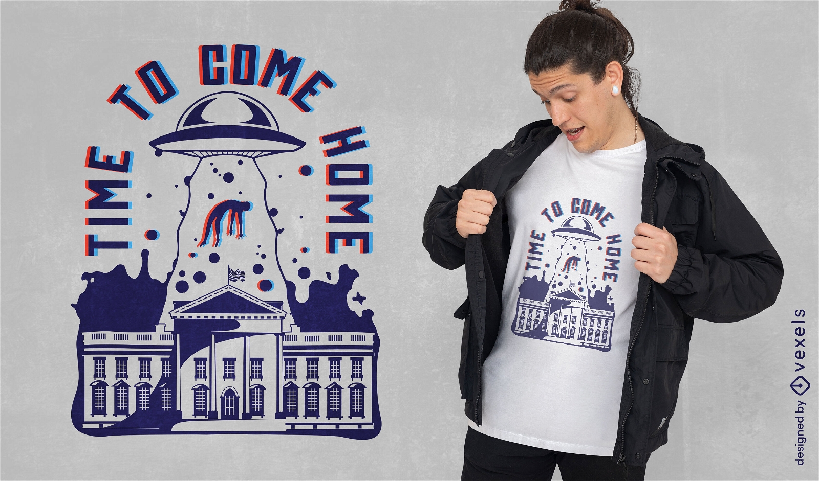 Alien abduction from white house t-shirt design
