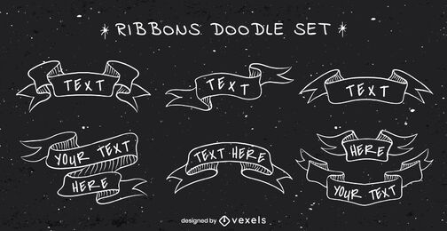 Doodle chalkboard ribbons set