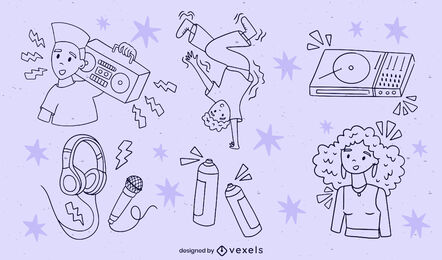 Hip hop elements and characters set