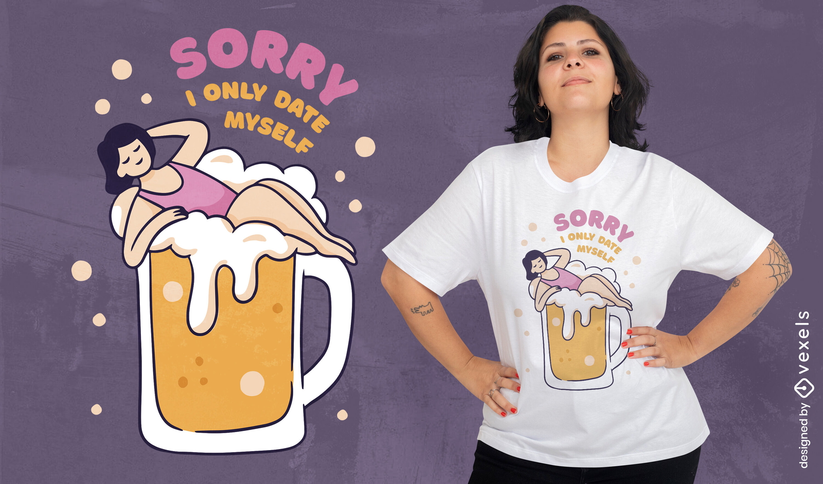 Design de camiseta de citação de data de mulher e cerveja