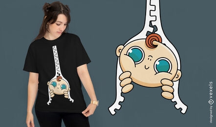Baby coming out of zipper t-shirt design