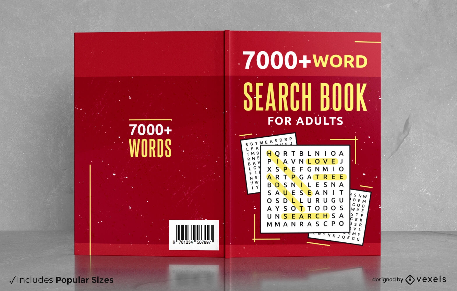 Jogos de busca de palavras para design de capa de livro para adultos