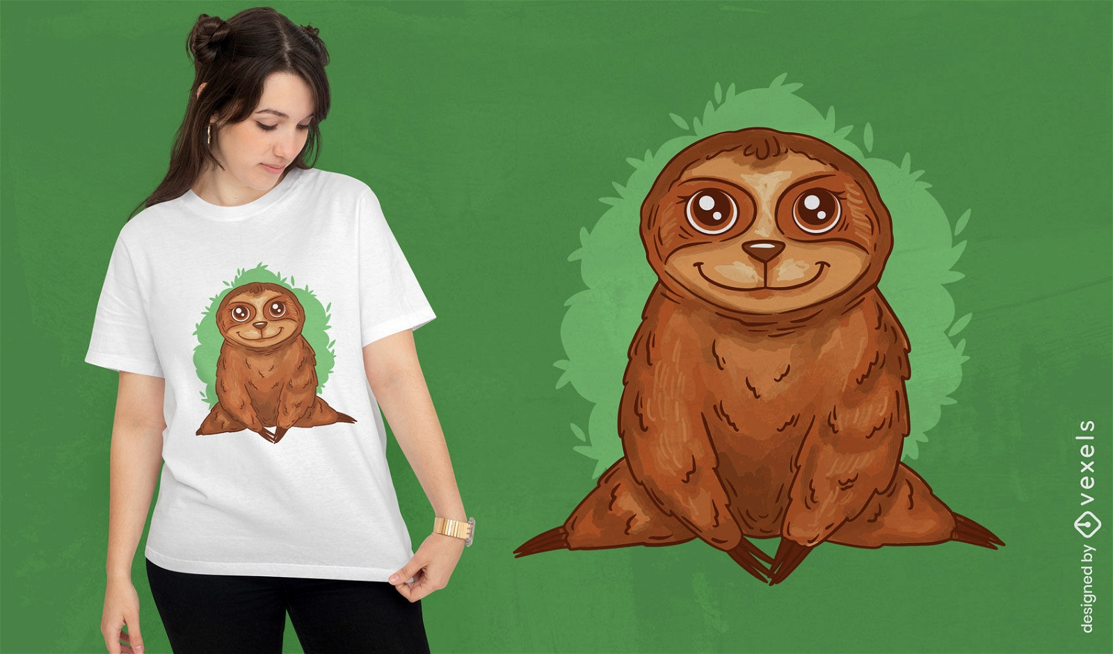 Design de t-shirt bonito animal preguiça sentado