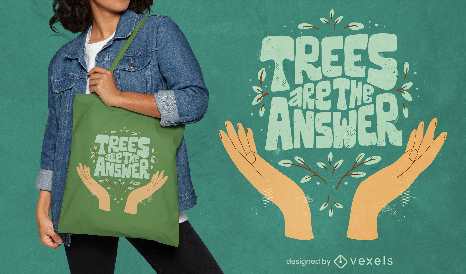 Design de sacola com citação de ecologia de árvores