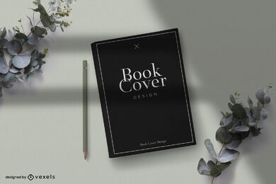 Book cover leaf decoration mockup design
