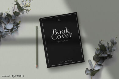 Buchcover-Blatt-Dekorations-Mockup-Design
