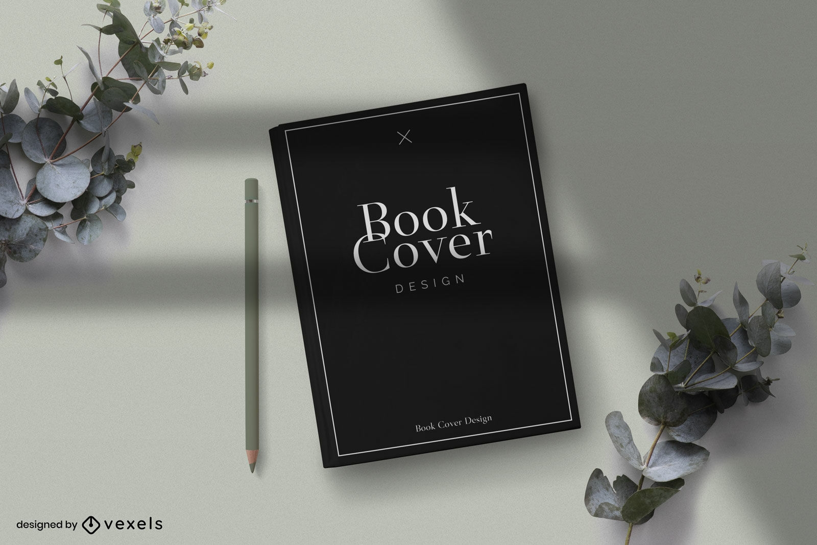 Buchcover-Blatt-Dekorations-Mockup-Design