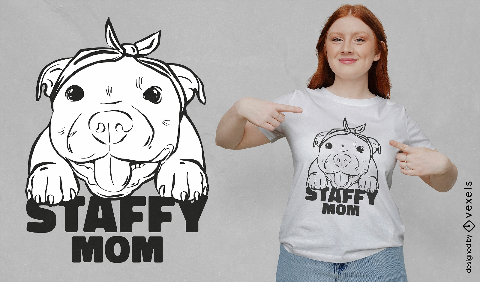 Design de camiseta de cachorro fofo de Staffordshire bull terrier