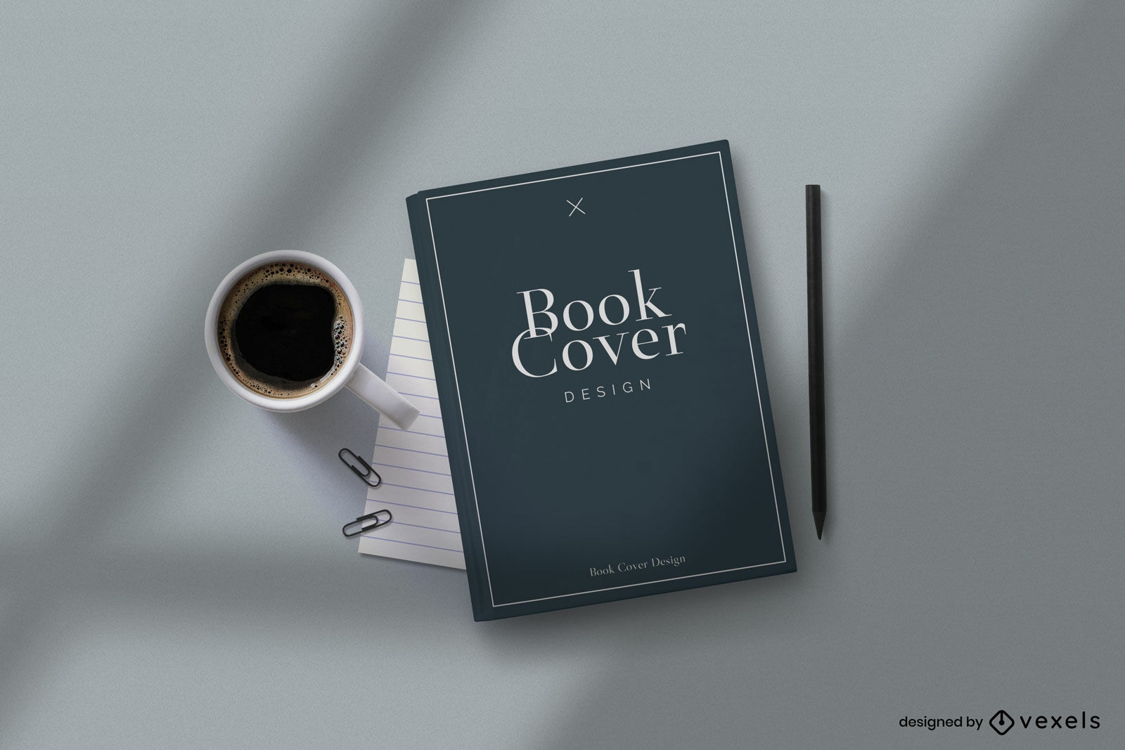 Coffee cup and book cover mockup