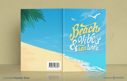 Diseño de portada de libro de vibraciones de playa.