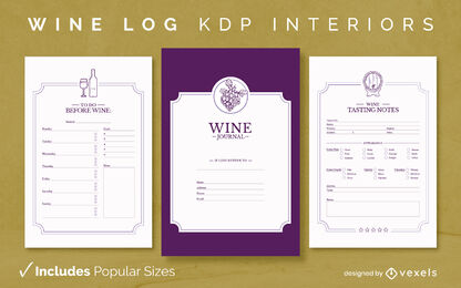 Modelo de Design de Registro Diário Wine KDP