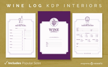 Wine Daily Log Design Template KDP