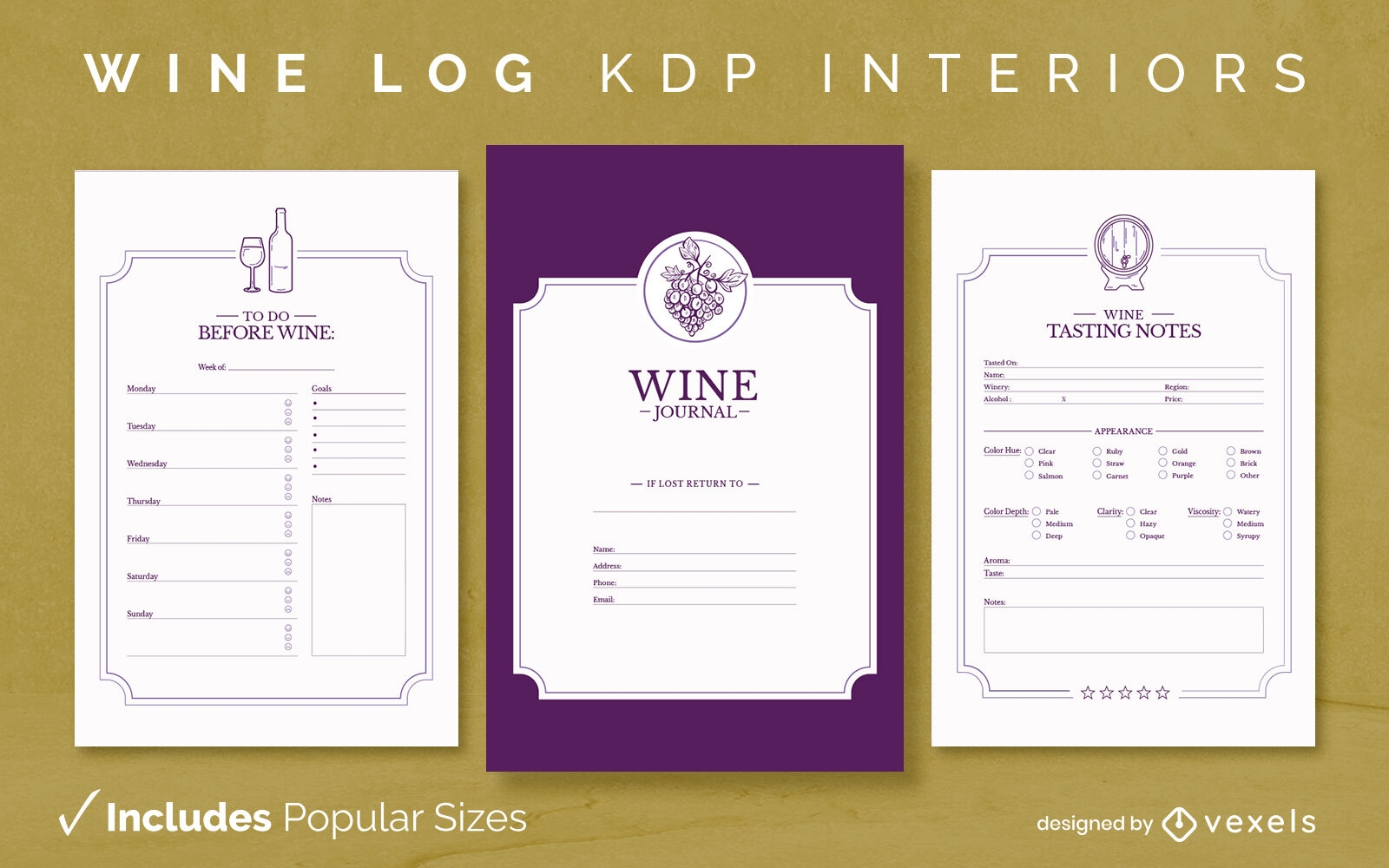Diseño de registro diario de vinos Modelo KDP