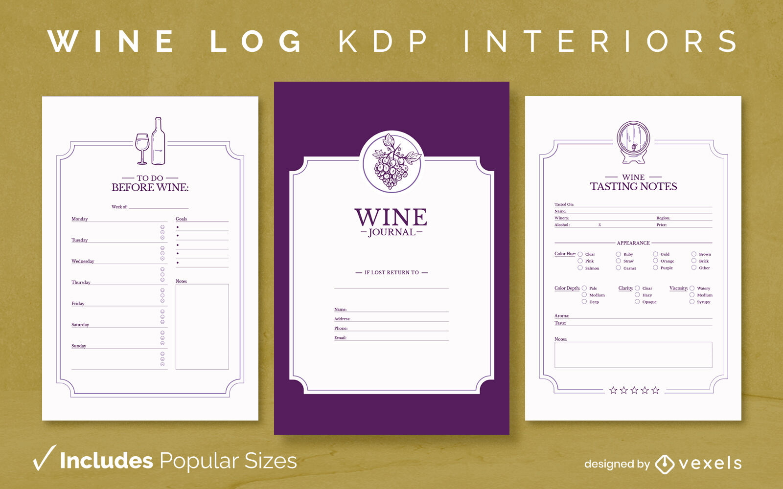 Diseño de registro diario de vinos Modelo KDP