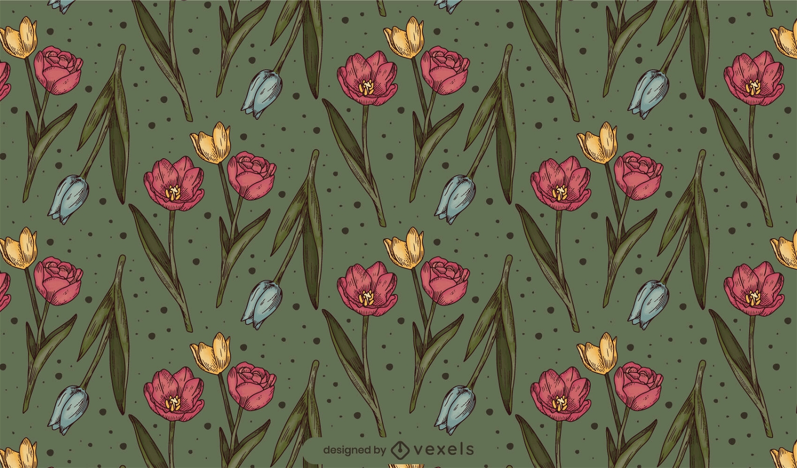Diseño de patrón de flores de tulipán