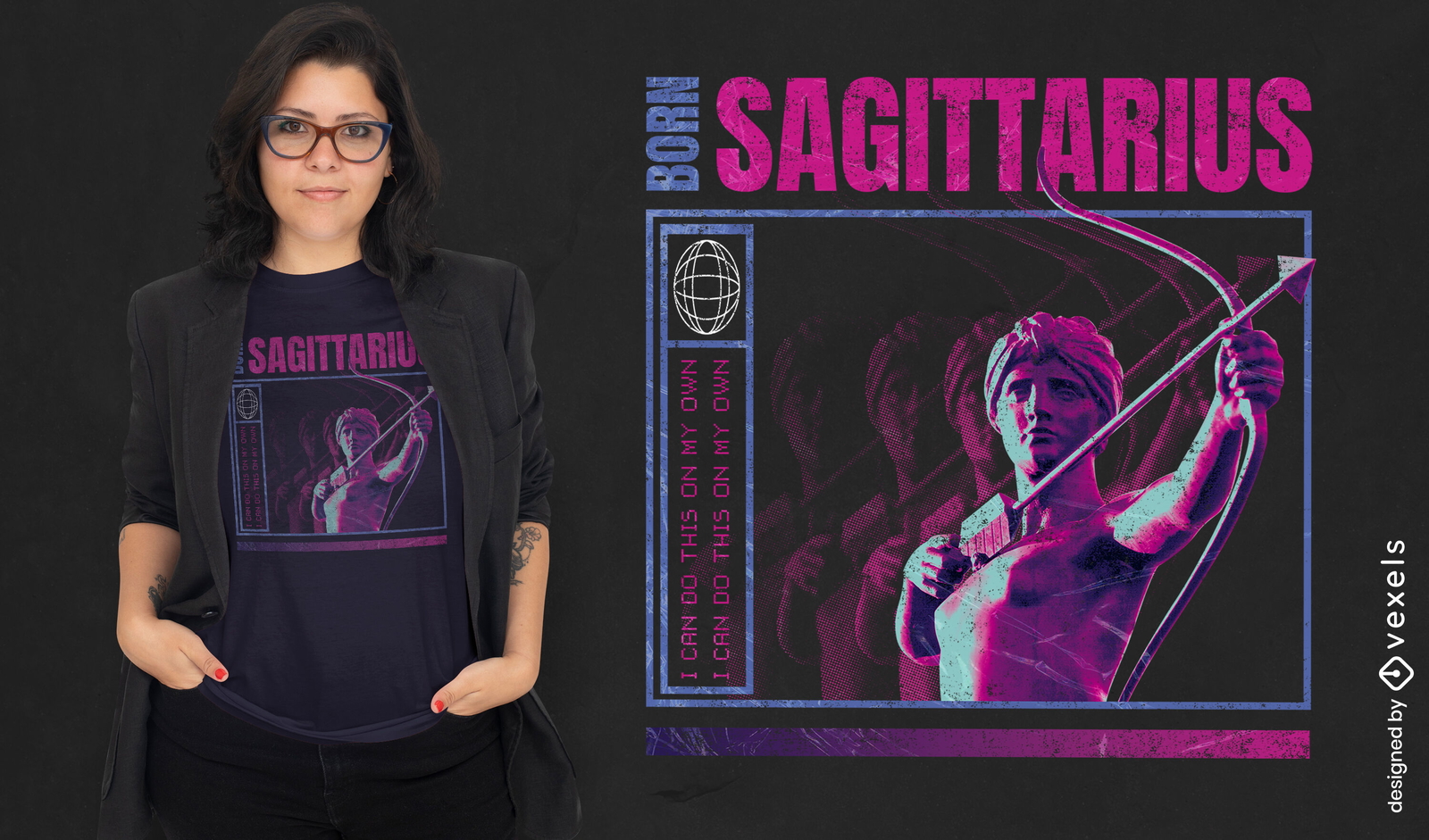 Diseño de camiseta psd Nacido Sagitario