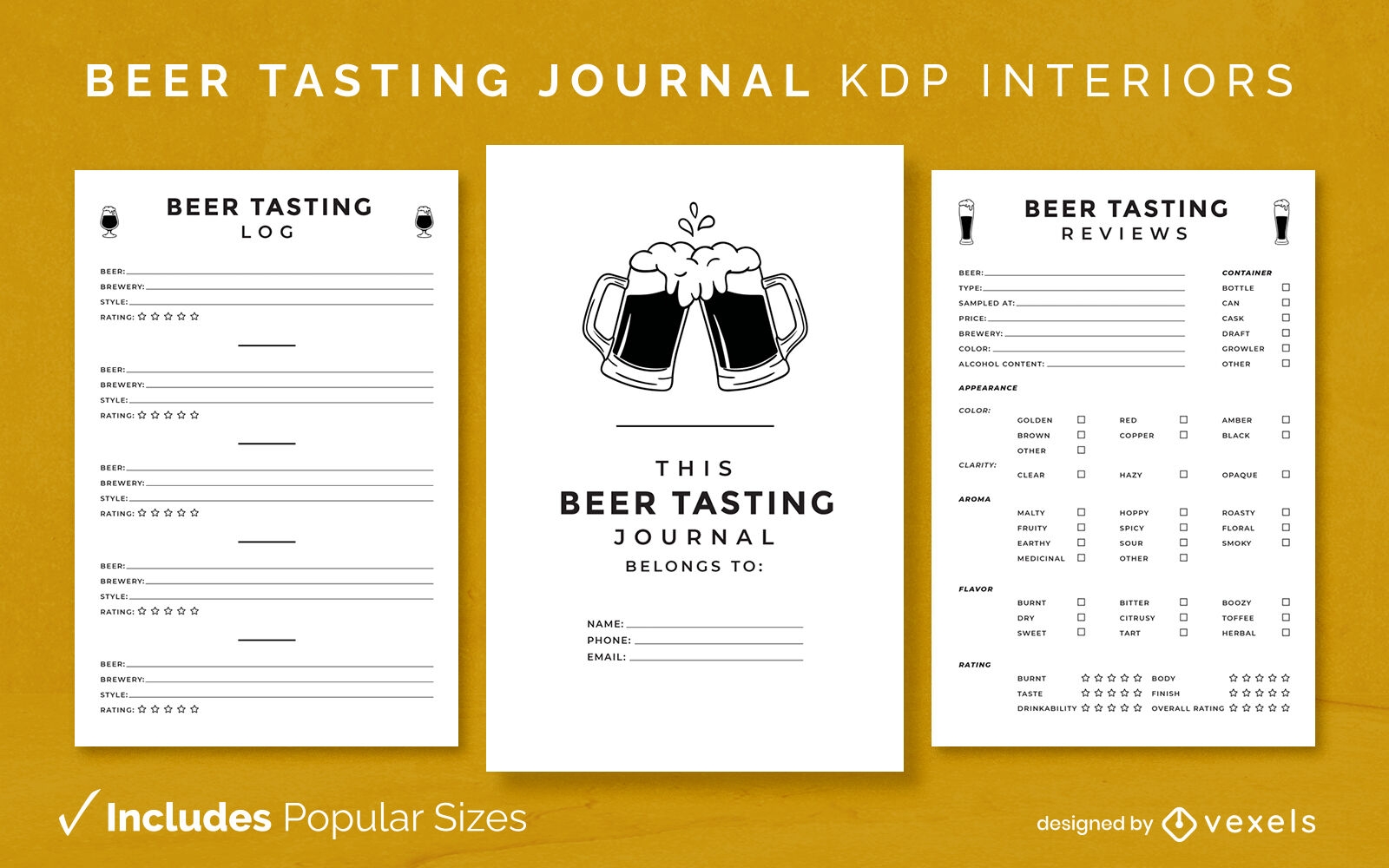 Beer tasting Journal Design Template KDP