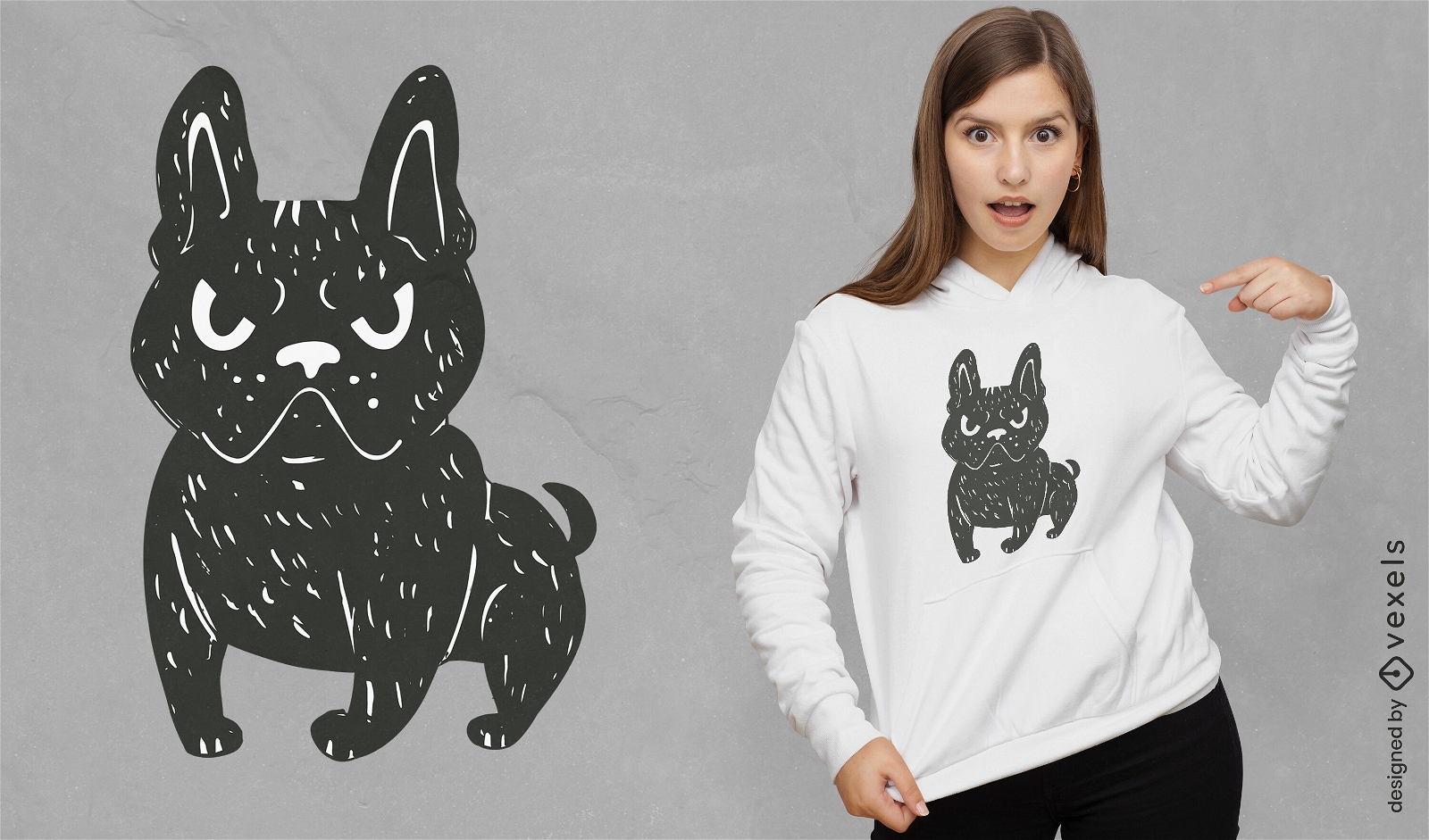 Wütender Hunde-T-Shirt-Entwurf der französischen Bulldogge