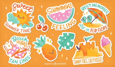 Cute summer stickers set
