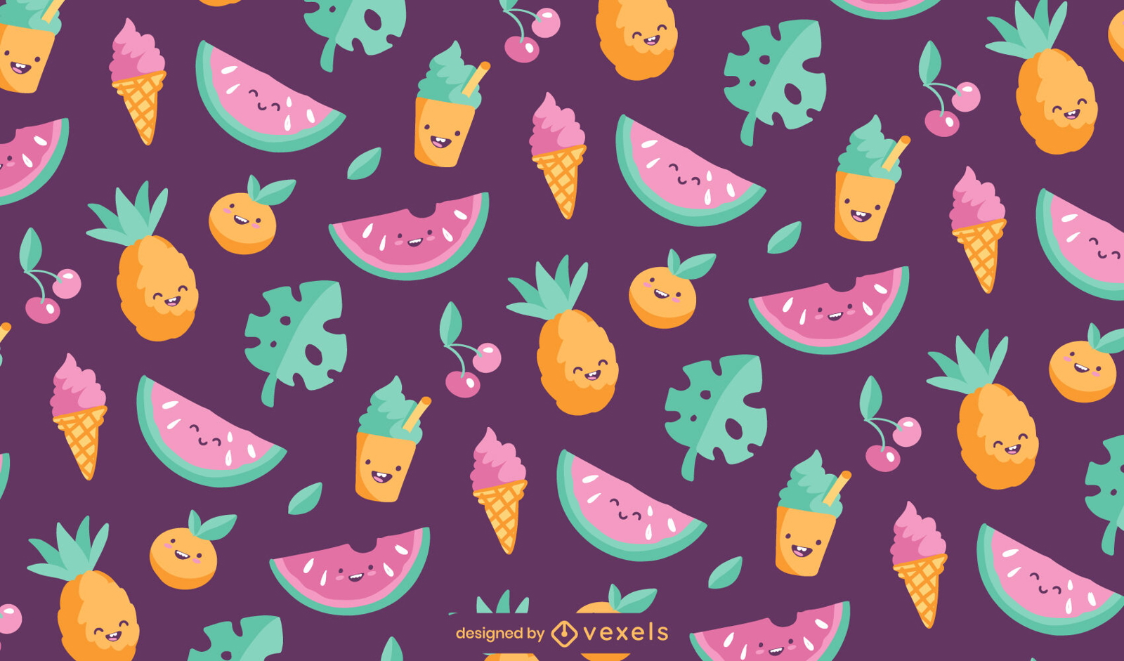 Watermelon and pineapple pattern design
