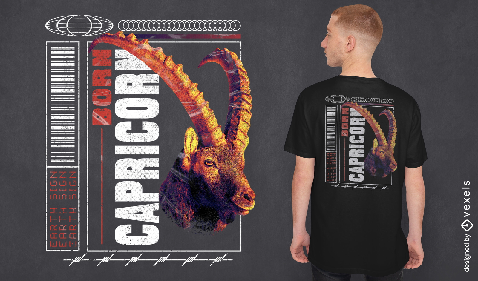 Diseño de camiseta nacido capricornio.