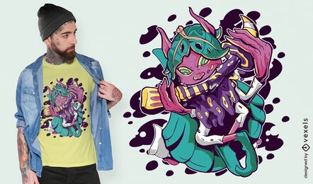 Trippy Kreatur, die Pilz-T-Shirt-Design isst