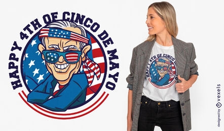 Cartoon Biden mit T-Shirt-Design der amerikanischen Flagge