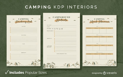 Plantilla de diario de camping KDP diseño de interiores
