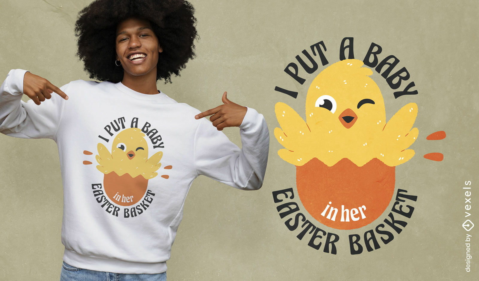 Cute chick coming out of egg t-shirt design