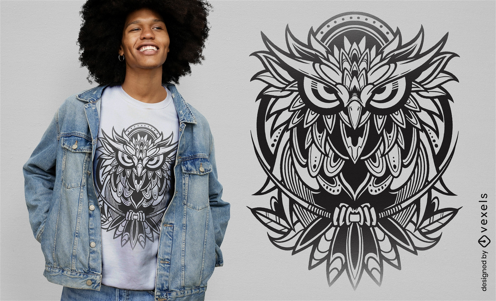 Diseño de camiseta tribal animal pájaro búho